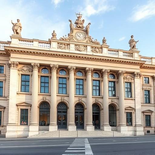 Fachada principal del Museo del Prado en Madrid, con su imponente arquitectura cl&aacute;sica.