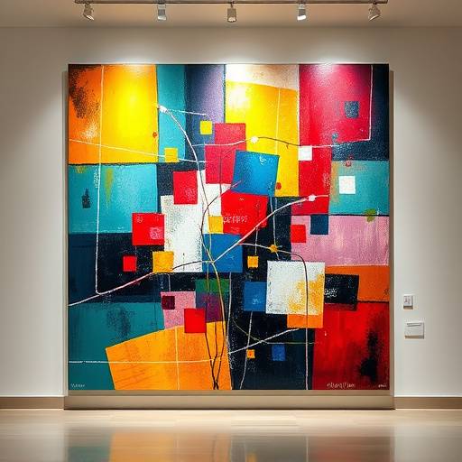 Imagen de una obra de arte moderna abstracta en una galer&iacute;a de arte