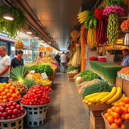 Mercado local con productos frescos en Palma de Mallorca