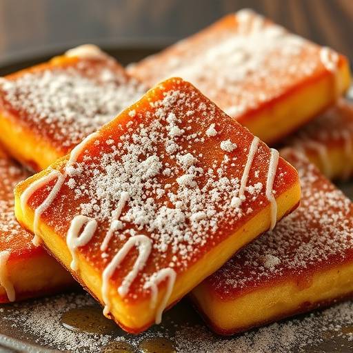 Torrijas doradas y crujientes, espolvoreadas con canela.