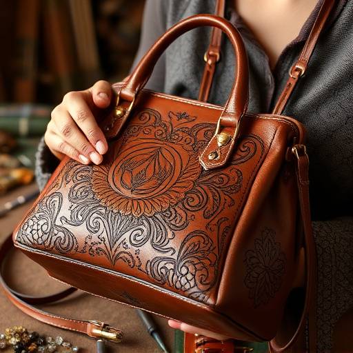 Un artesano trabajando el cuero, tallando intrincados dise&ntilde;os en un bolso de mano.