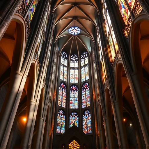 Vista del interior de la Sagrada Familia en Barcelona